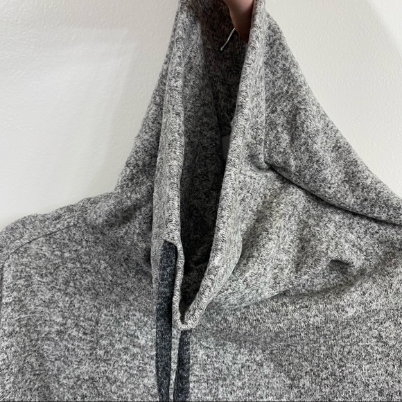 Express 111 Gray Heathered Drawstring Cowl Neck Hoodie Sz L - Picture 3 of 7